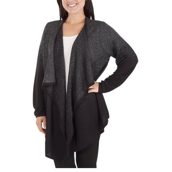 NY Collection Sweaters - New NY Collection Women's Open Front Ombre Metallic Draped Cardigan